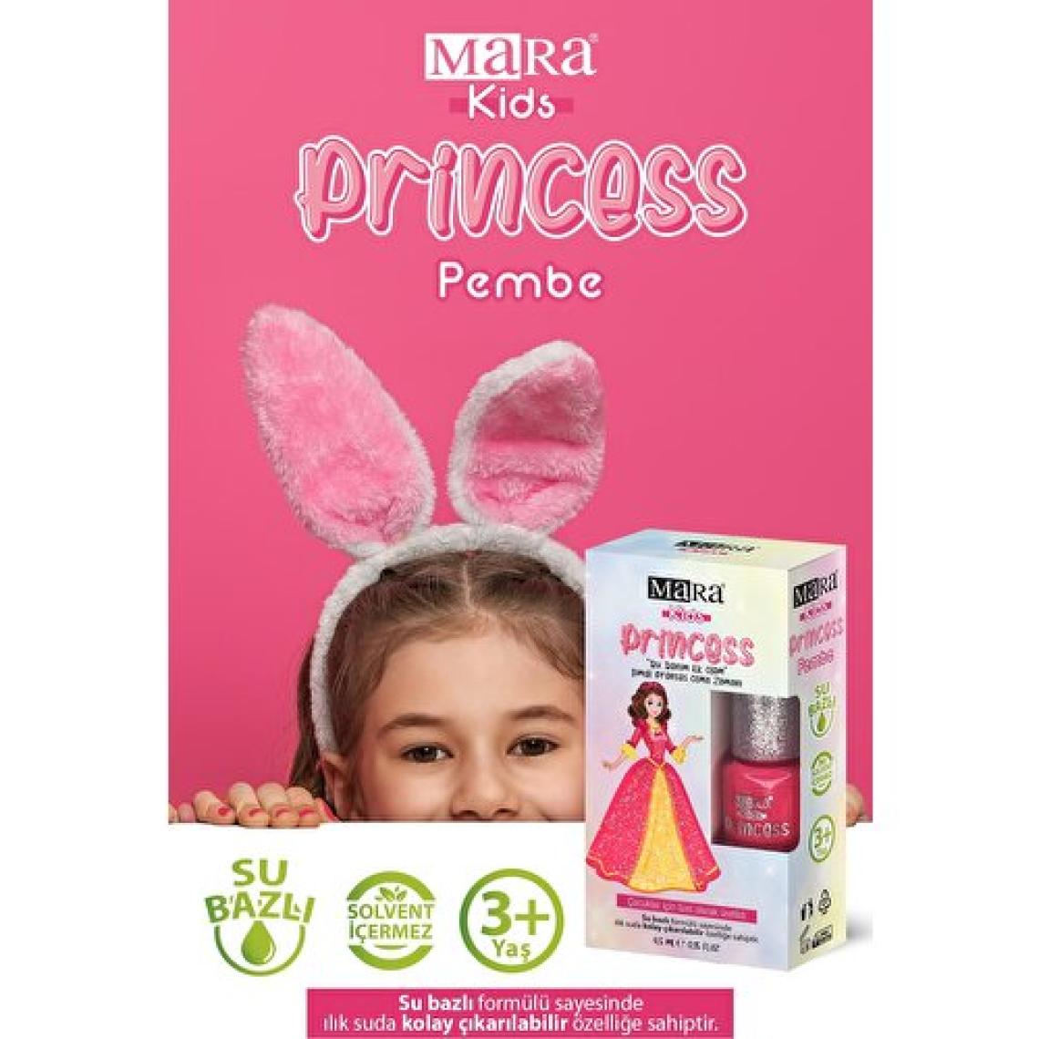 Mara Princess Yıkanabilir Su Bazlı Çocuk Ojesi - Pembe + Törpü