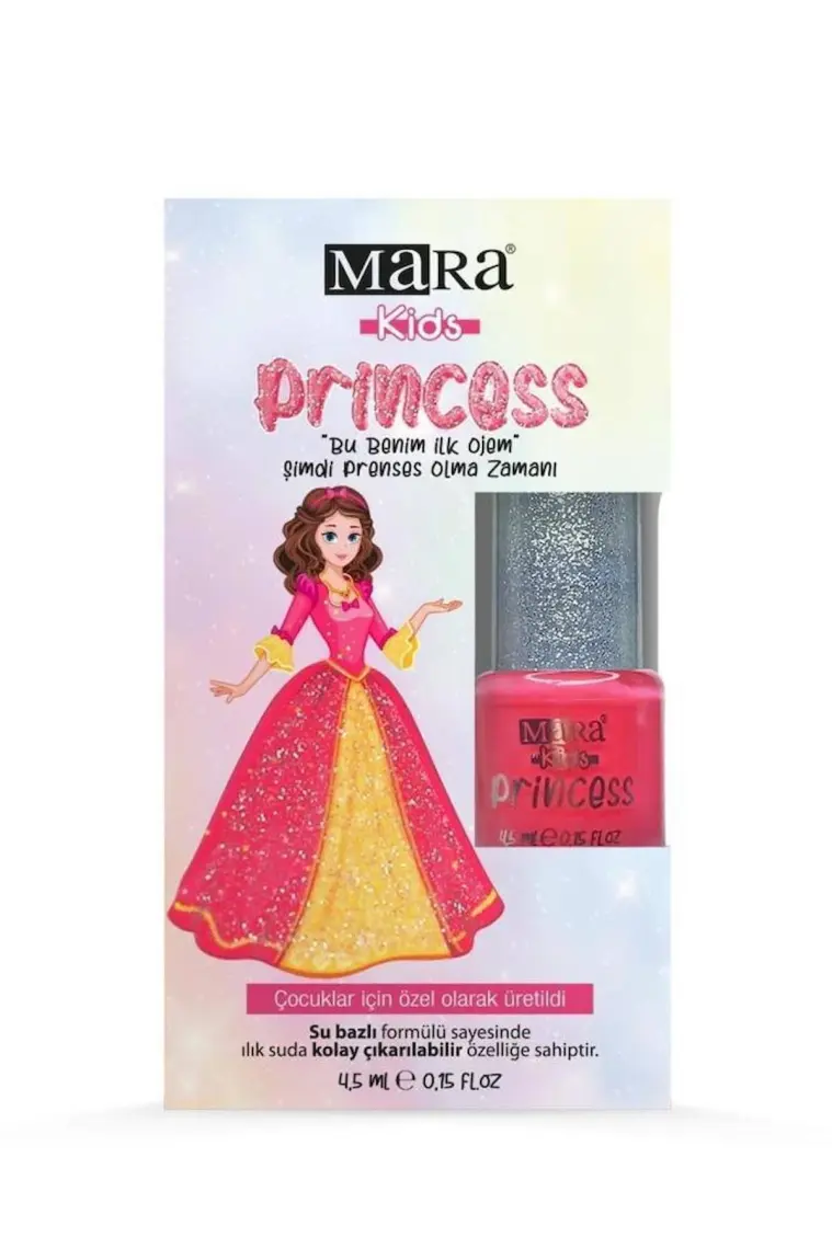 Mara Princess Su Bazlı Asetonsuz Pembe Çocuk Ojesi - Kolayca Çıkarılabilir, 3 Yaş ve Üzeri İçin Tekli