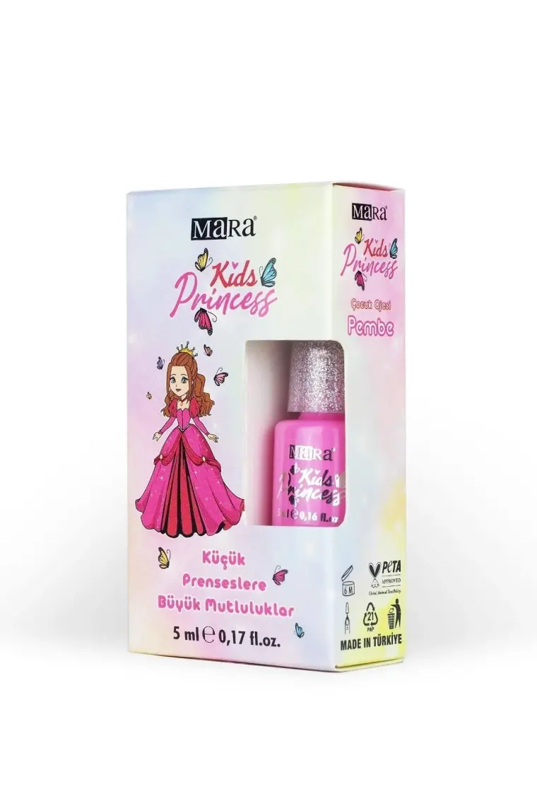 Mara Princess Su Bazlı Asetonsuz Pembe Çocuk Ojesi - Kolayca Çıkarılabilir, 3 Yaş ve Üzeri İçin Tekli