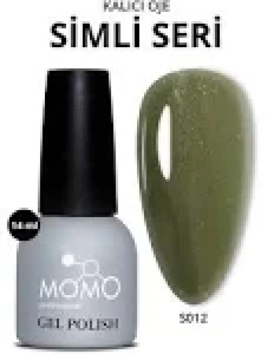 Momo Professional Kalıcı Oje S012 Haki Yeşil, Gümüş Simli- 14ML