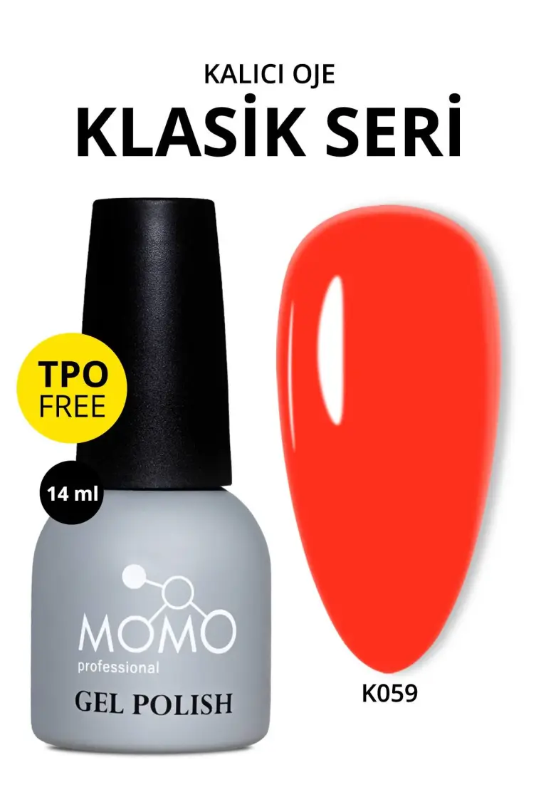 Momo Professional Kalıcı Oje K059 Mercan Kırmızı, 14ML