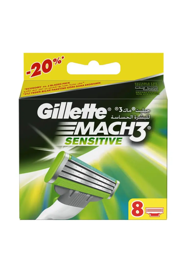 Gillette Mach3 Sensitive Yedek Tıraş Bıçağı 8'li