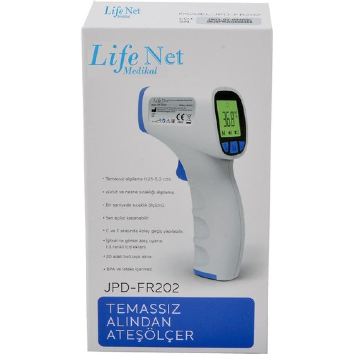 Life Net Medikal Temassız Ateş Ölçer Kızıl Ötesi ve Alından Termometre JPD-FR202