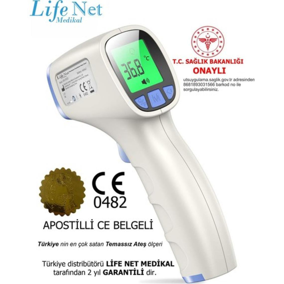 Life Net Medikal Temassız Ateş Ölçer Kızıl Ötesi ve Alından Termometre JPD-FR202