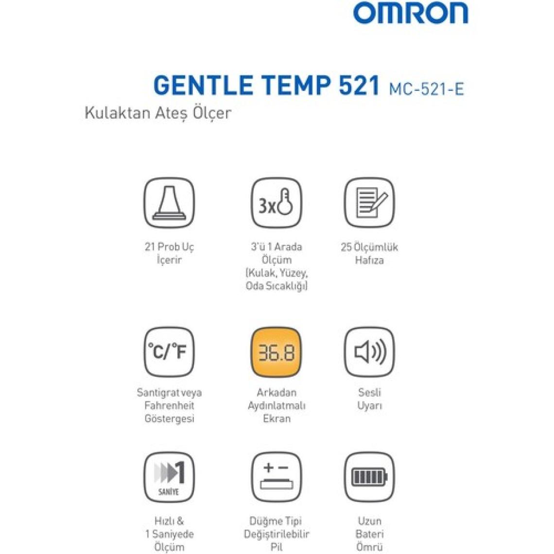 Gentle Temp 521, 3'ü 1 Arada Kulaktan Ateş Ölçer