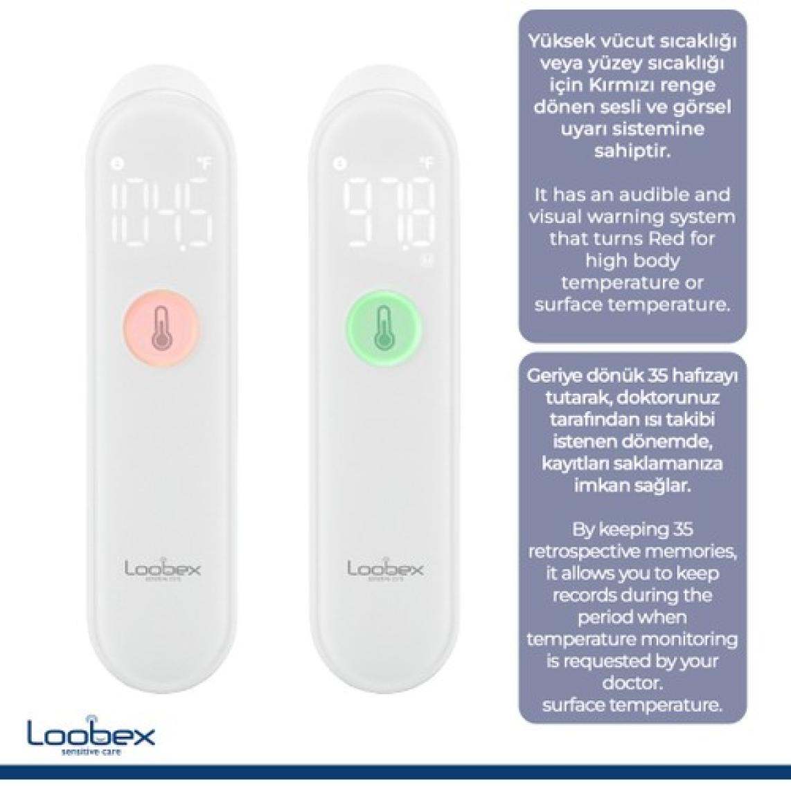 Loobex Led Temassız Ateş Ölçer Termometre Vücut  Nesne ( Fda Onaylı )