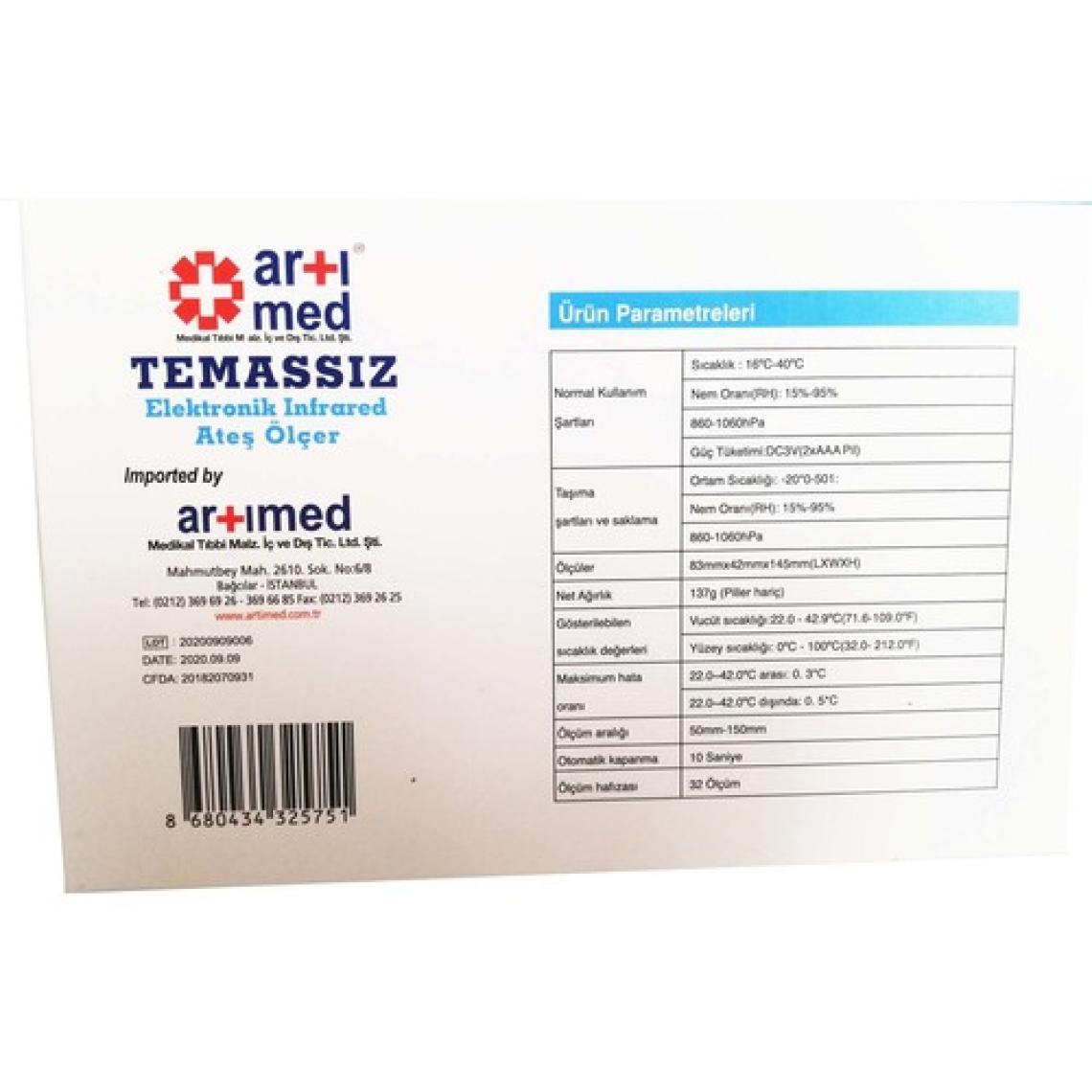 Artımed Temassız Elektronik Infrared Ateş Ölçer
