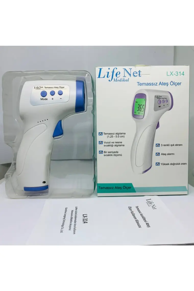 Life Net Medikal Temassız Ateş Ölçer Kızıl Ötesi Vücut ve Alından Termometre Life Net Medikal LX-314