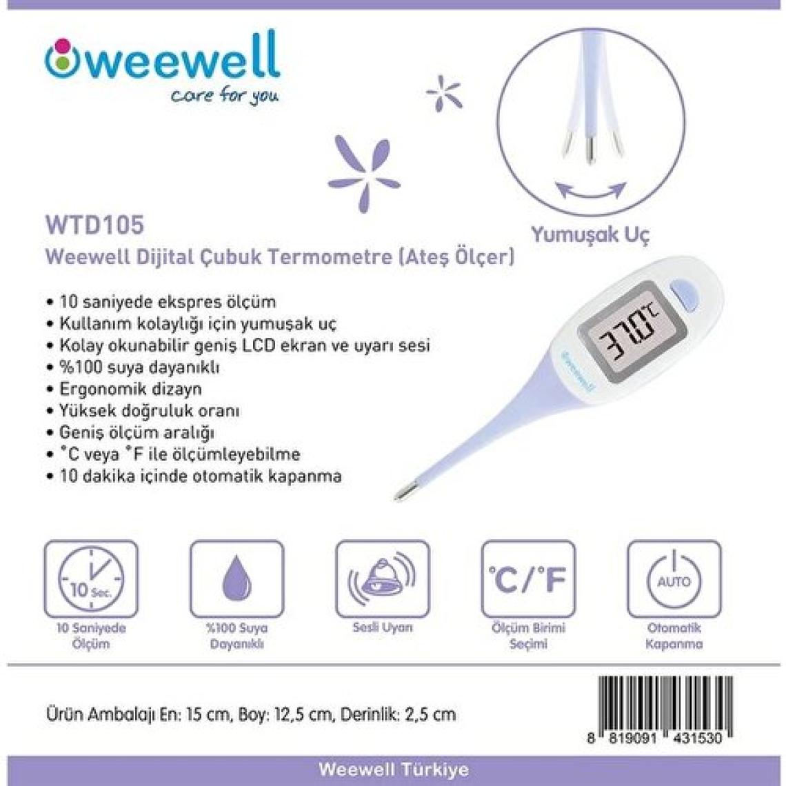 Weewell Dijital Çubuk Termometre - Jumbo LCD Ekran