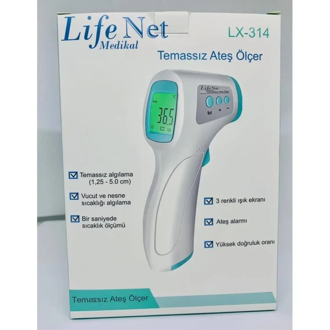 Life Net Medikal Temassız Ateş Ölçer Kızıl Ötesi Vücut ve Alından Termometre Life Net Medikal LX-314