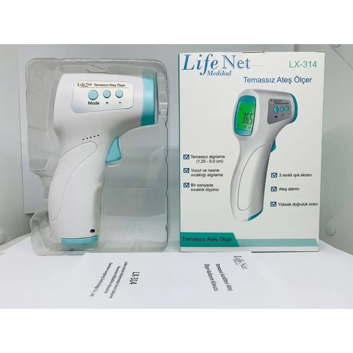 Life Net Medikal Temassız Ateş Ölçer Kızıl Ötesi Vücut ve Alından Termometre Life Net Medikal LX-314