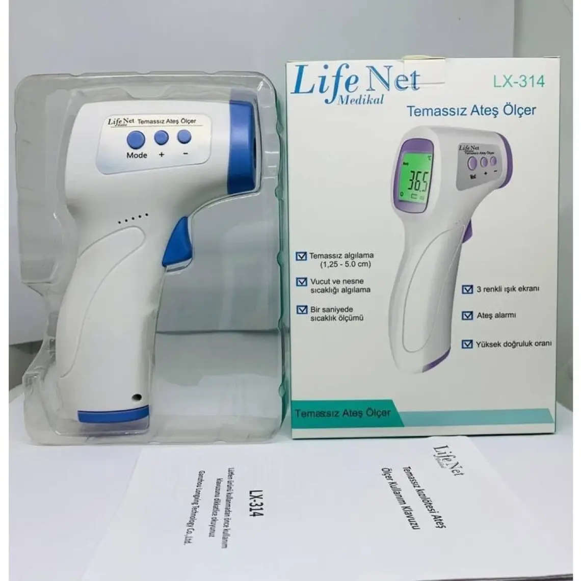 Life Net Medikal Temassız Ateş Ölçer Kızıl Ötesi Vücut ve Alından Termometre Life Net Medikal LX-314