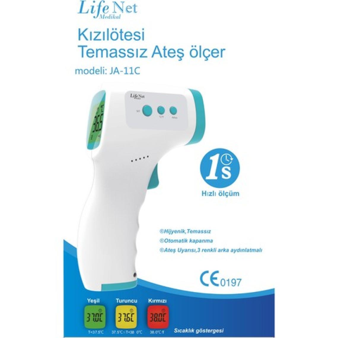 Life Net medikal Temassız Ateş Ölçer  Kızıl Ötesi Vücut Alından Termometre-11C