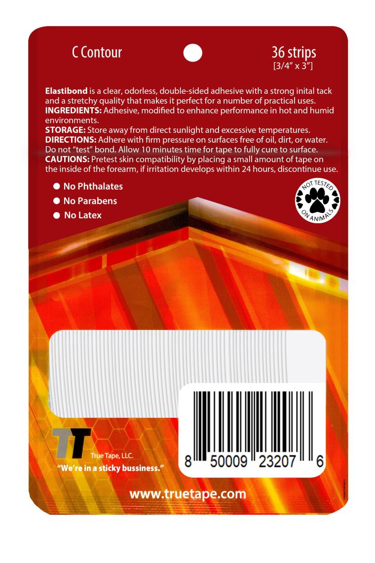 True Tape Elastibond Protez Saç Bandı Oval ( "c" ) - (2,0cm x 7.5cm) 36 Adet