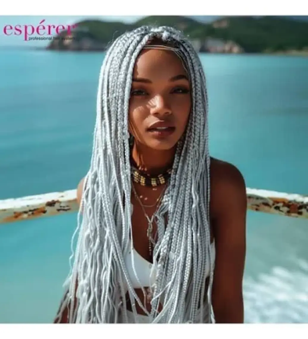 X-Pression Afrika Örgüsü & Rasta İçin Sentetik Saç 100 gr Açık Gri Grey