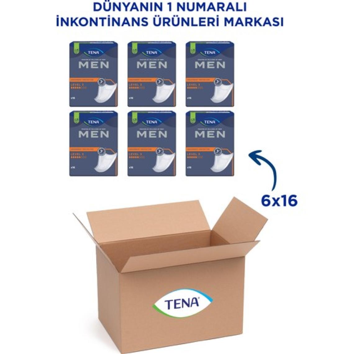 Tena Men Level 3 - Erkek Mesane Pedi - 5 Damla - 16’lı 6 Paket