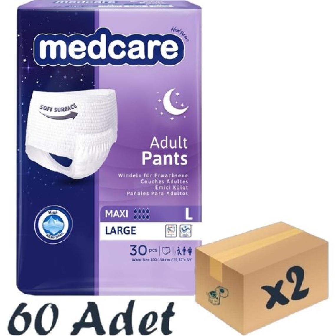 Medcare Maxi Emici Külot - Yetişkin Hasta Bezi - Large Beden - 8 Damla - 30'lu Paket x 2 Adet