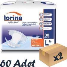 Lorina Tekstil Yüzeyli Bel Bantlı Yetişkin Hasta Bezi Large 30'Lu 2 Paket 60 Adet