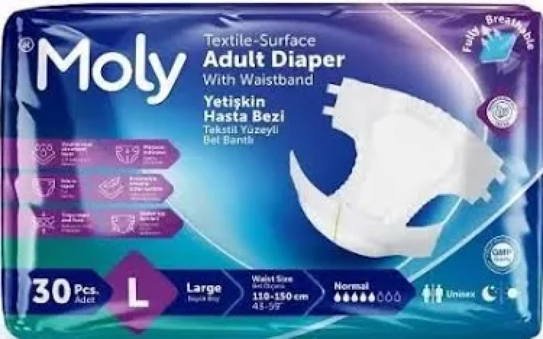 Bel Bantlı Hasta Bezi Large 30'lu