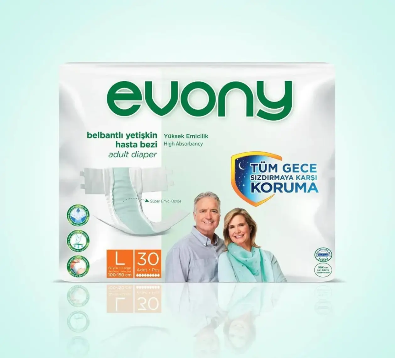 EVONY Bel Bantlı Yetişkin Hasta Bezi Large Beden 30 Lu Paket