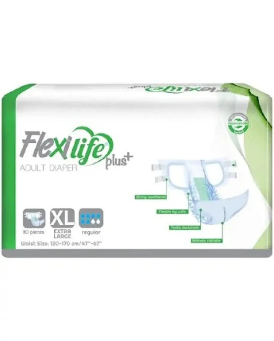 Flexi Life Yetişkin Hasta Bezi Bel Bantlı Tekstil Yüzeyli XL Ekstra Büyük (30 Adet)