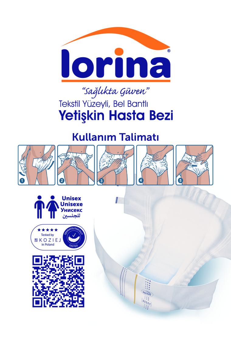 Tekstil Yüzeyli Bel Bantlı Yetişkin Hasta Bezi Large 30'lu 4 Paket 120 Adet