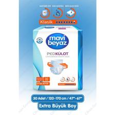 Mavi Beyaz Ped Emici Külot Hasta Bezi X-Large Extra Büyük 30 Adet