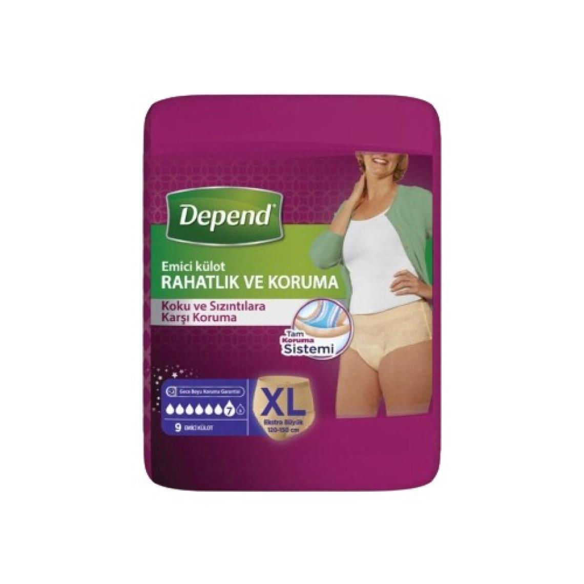 Depend Xl Beden Kadın Emici Külot 9 Lu (Bel Ölüçüsü 120-150 Cm) Yeni
