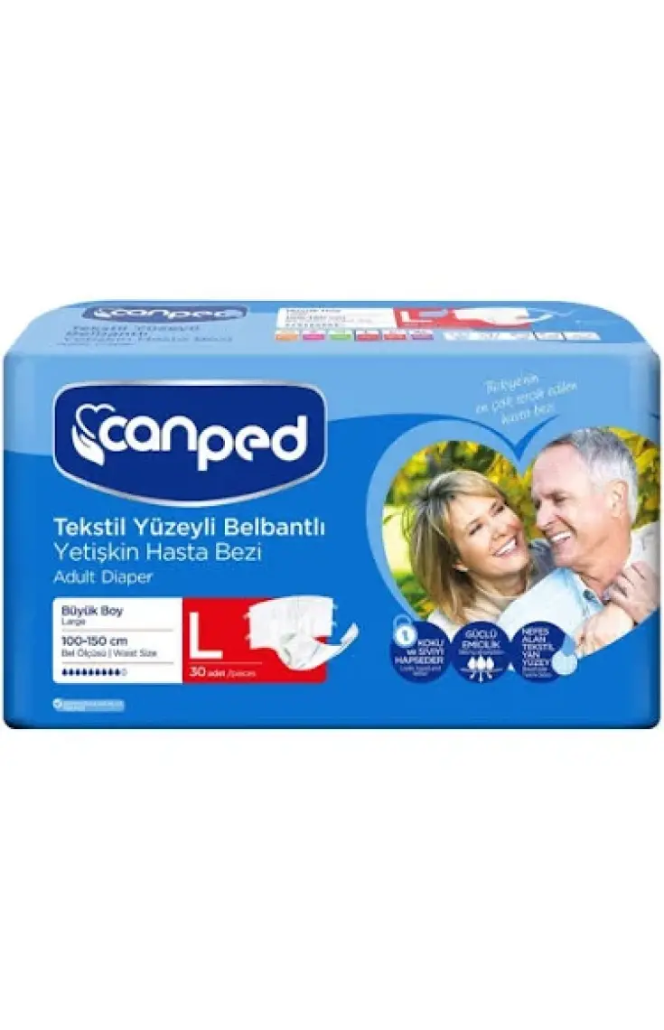 Belbantlı Tekstil Yüzeyli Hasta Bezi Büyük Boy Large 30 Lu