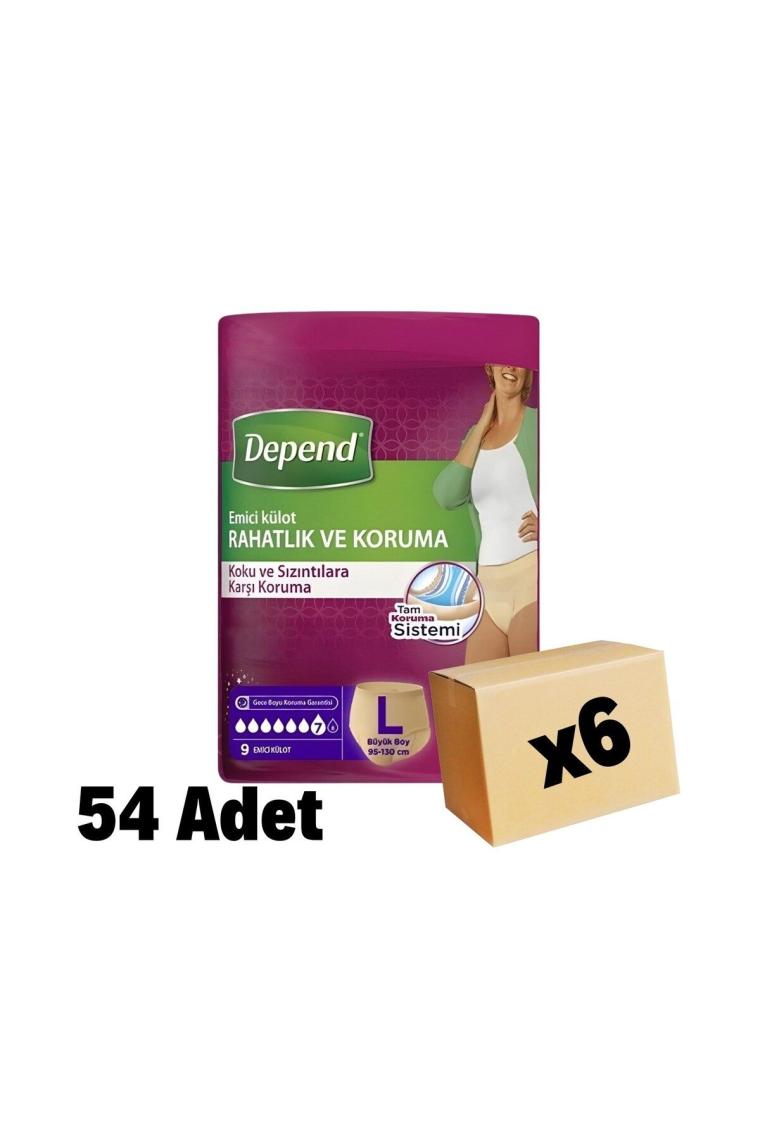 Emici Külot Kadın Büyük Beden 9'lu 6 Adet