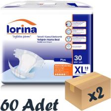 Lorina Tekstil Yüzeyli Bel Bantlı Yetişkin Hasta Bezi Xlarge 30'Lu 2 Paket 60 Adet