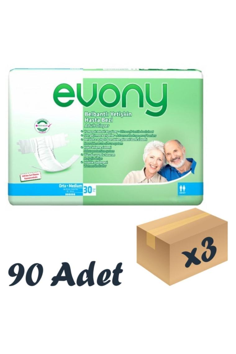 Bel Bantlı Yetişkin Hasta Bezi Medium 30'lu 3 Paket 90 Adet