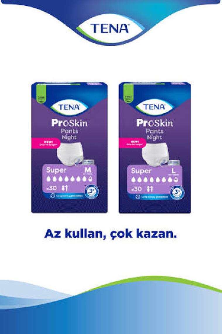 Tena Proskin Pants Night Large Büyük Beden Gece İçin Süper Emici Külot 30'lu 2 Paket - 60 Adet