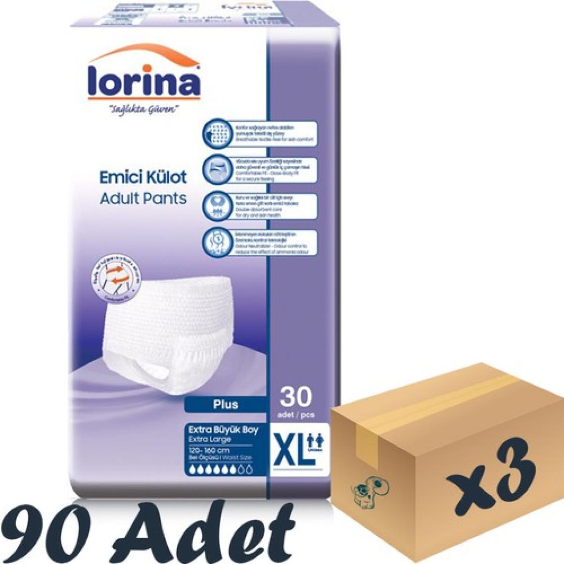 Lorina Yetişkin Emici Külot Xlarge 30'Lu 3 Paket 90 Adet
