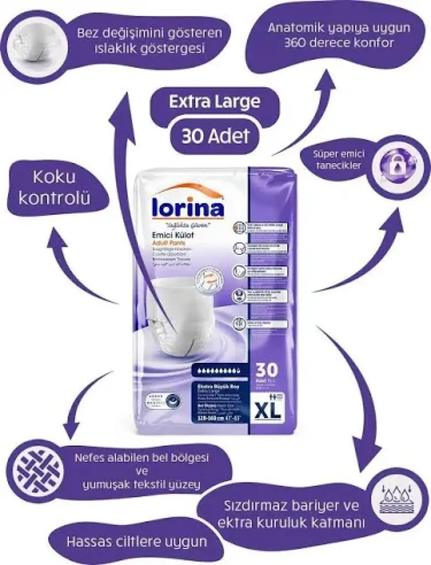 Lorina Emici Külot Hasta Bezi Xlarge 60 Adet