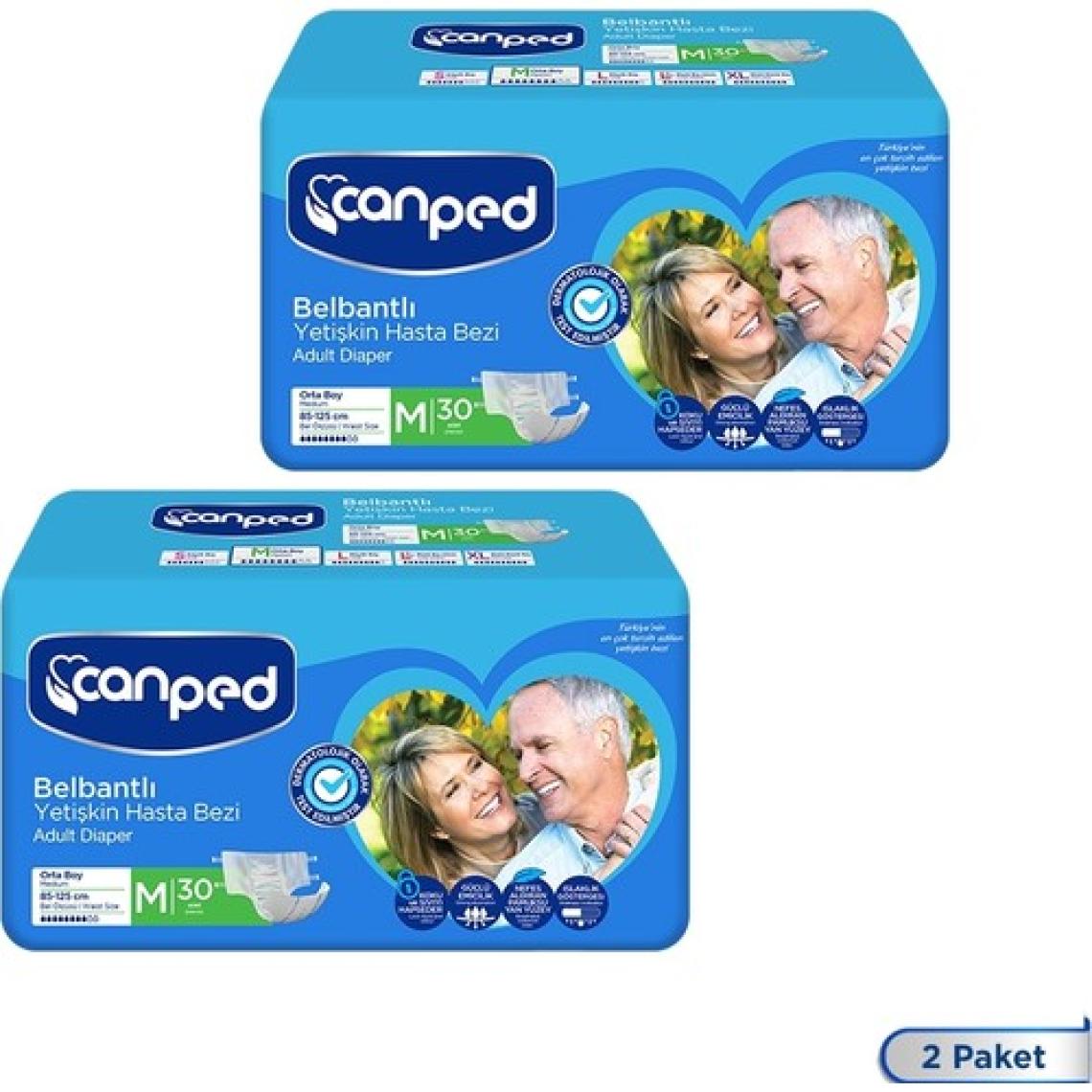 Canped Belbantlı Tekstil Yüzeyli Hasta Bezi Medium 30'lu 2 Paket