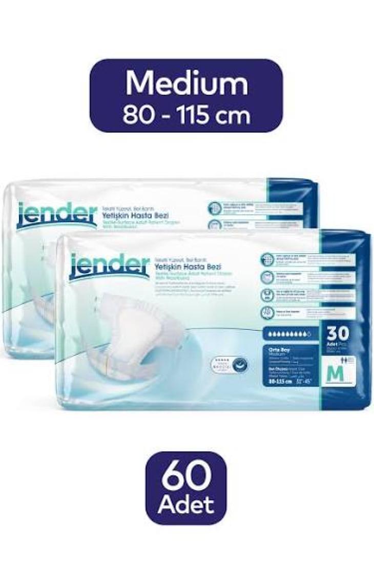 Jender Hasta Bezi M Bağlamalı 2 Paket 60 Bez