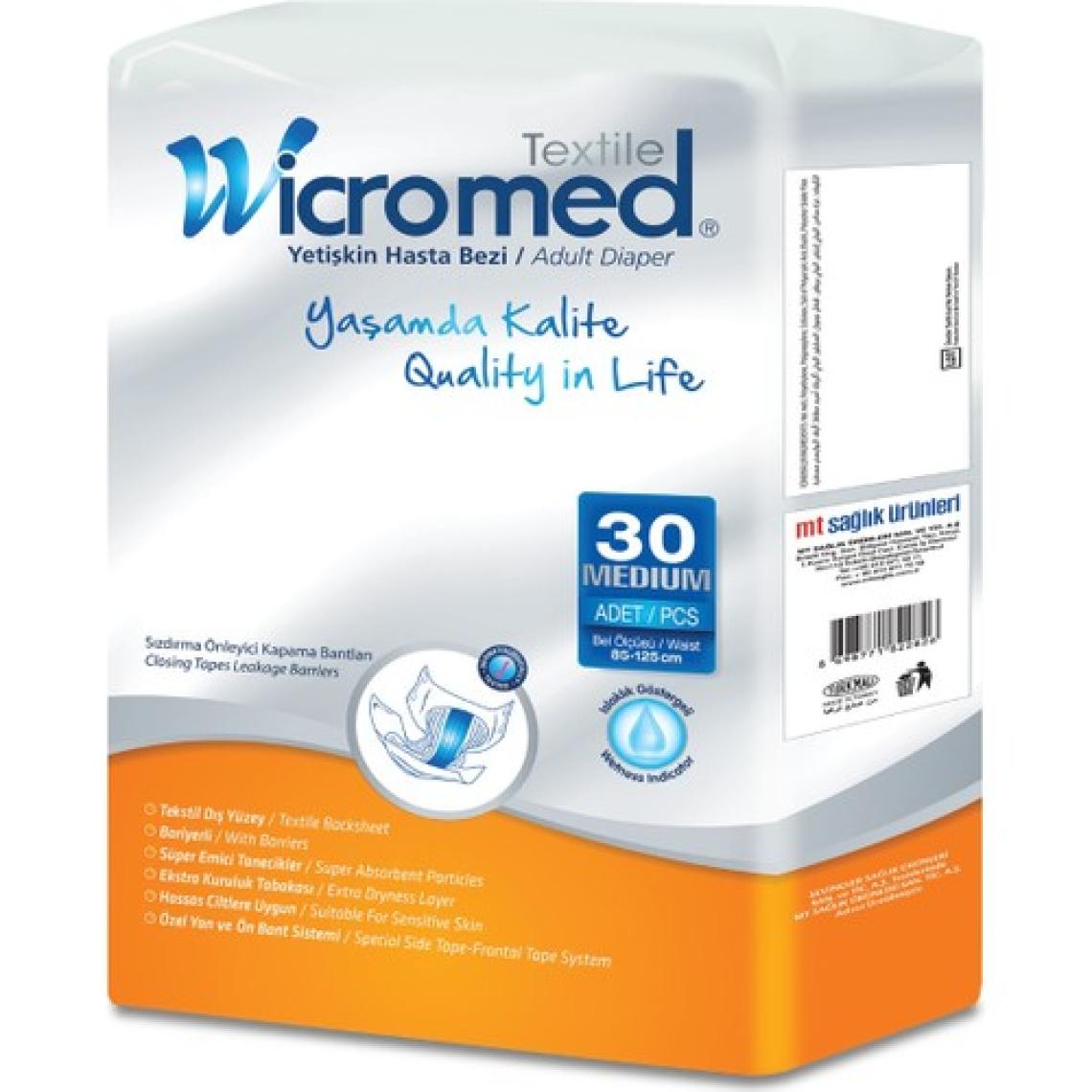 wicromed Textile Yetişkin Hasta Bezi Medium 30'Lu