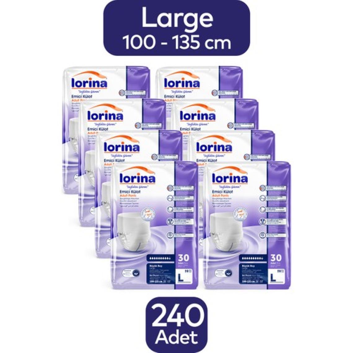 Lorina Yetişkin Emici Külot Large 30'Lu 8 Paket 240 Adet