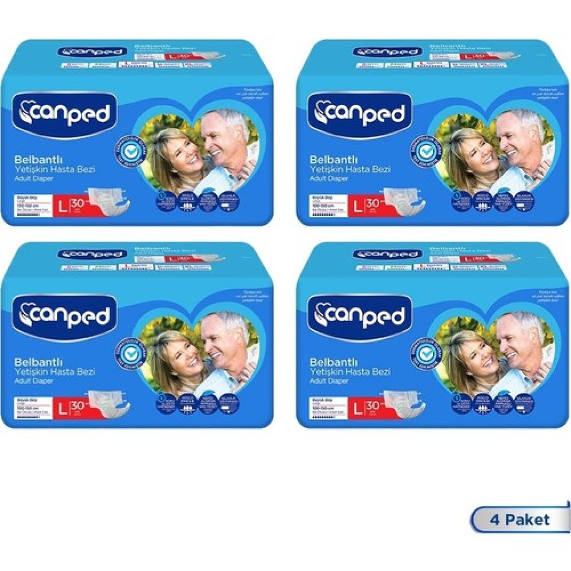 Canped Belbantlı Yetişkin Hasta Bezi Large 30'lu (4 Paket=120 Adet)