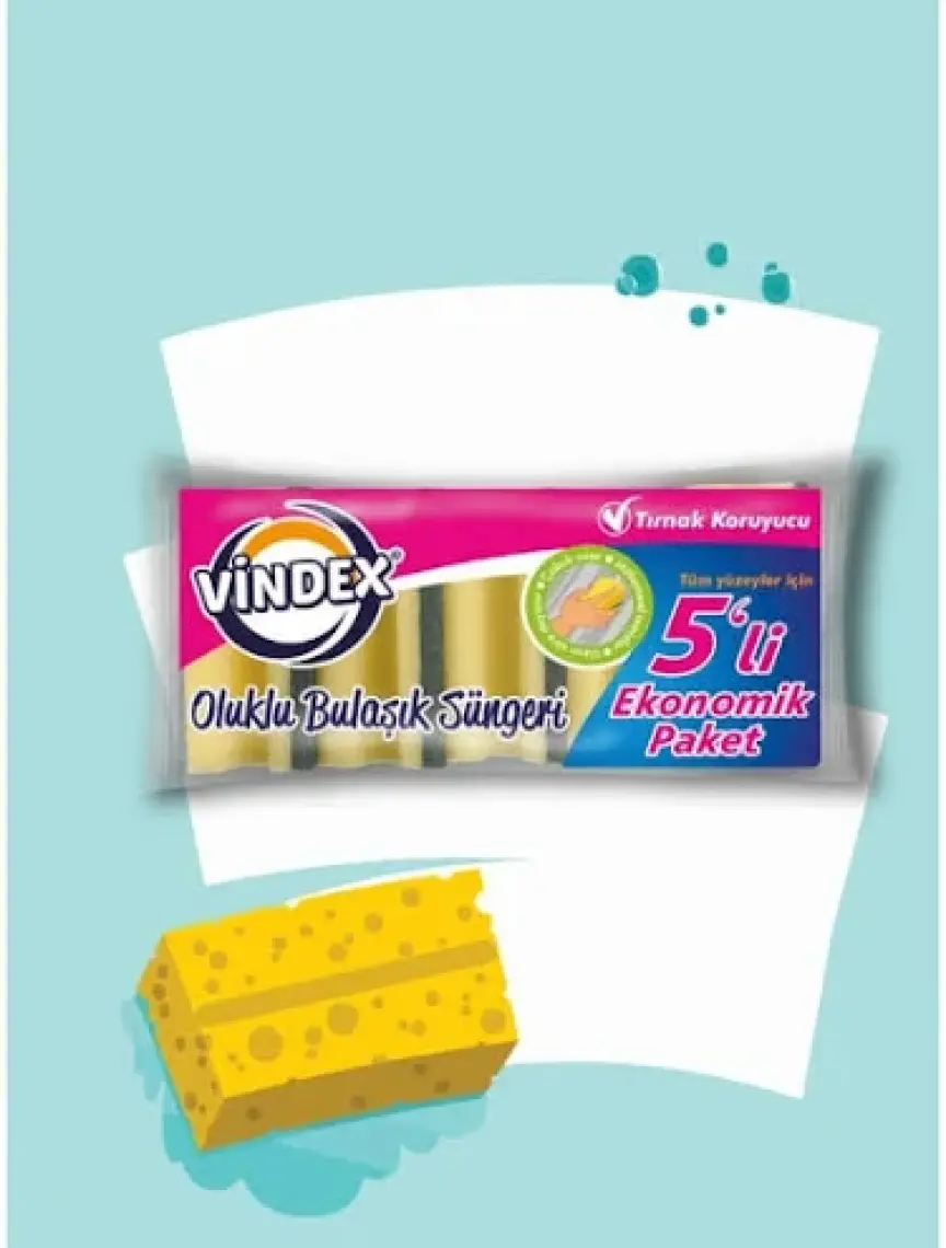 Vindex 5'li Eko Düz Sünger