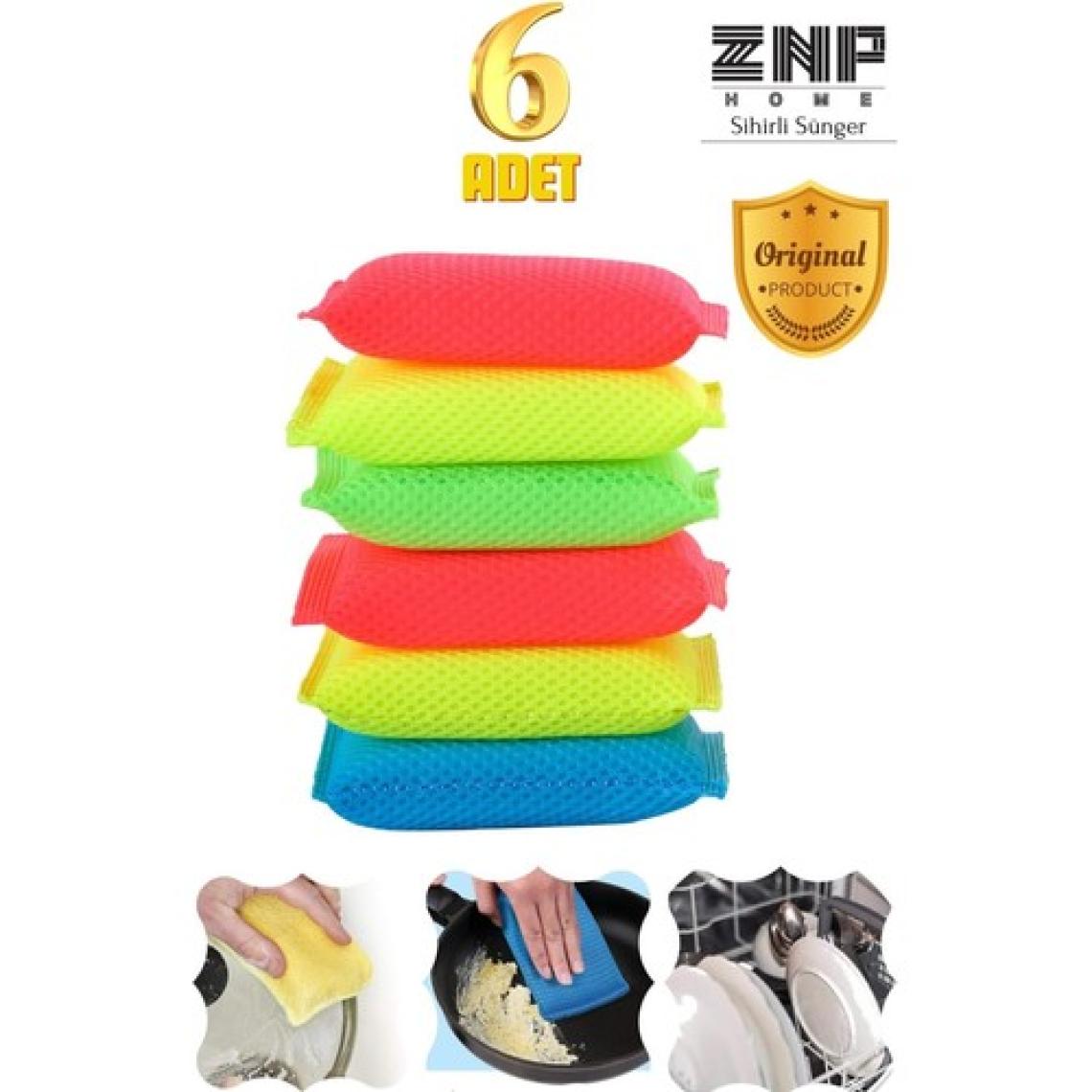Znp Home Sponge | Petek Dokulu Renkli 6'lı Sihirli Bulaşık Süngeri