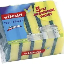Vileda Yeşil Sünger 5'li Düz