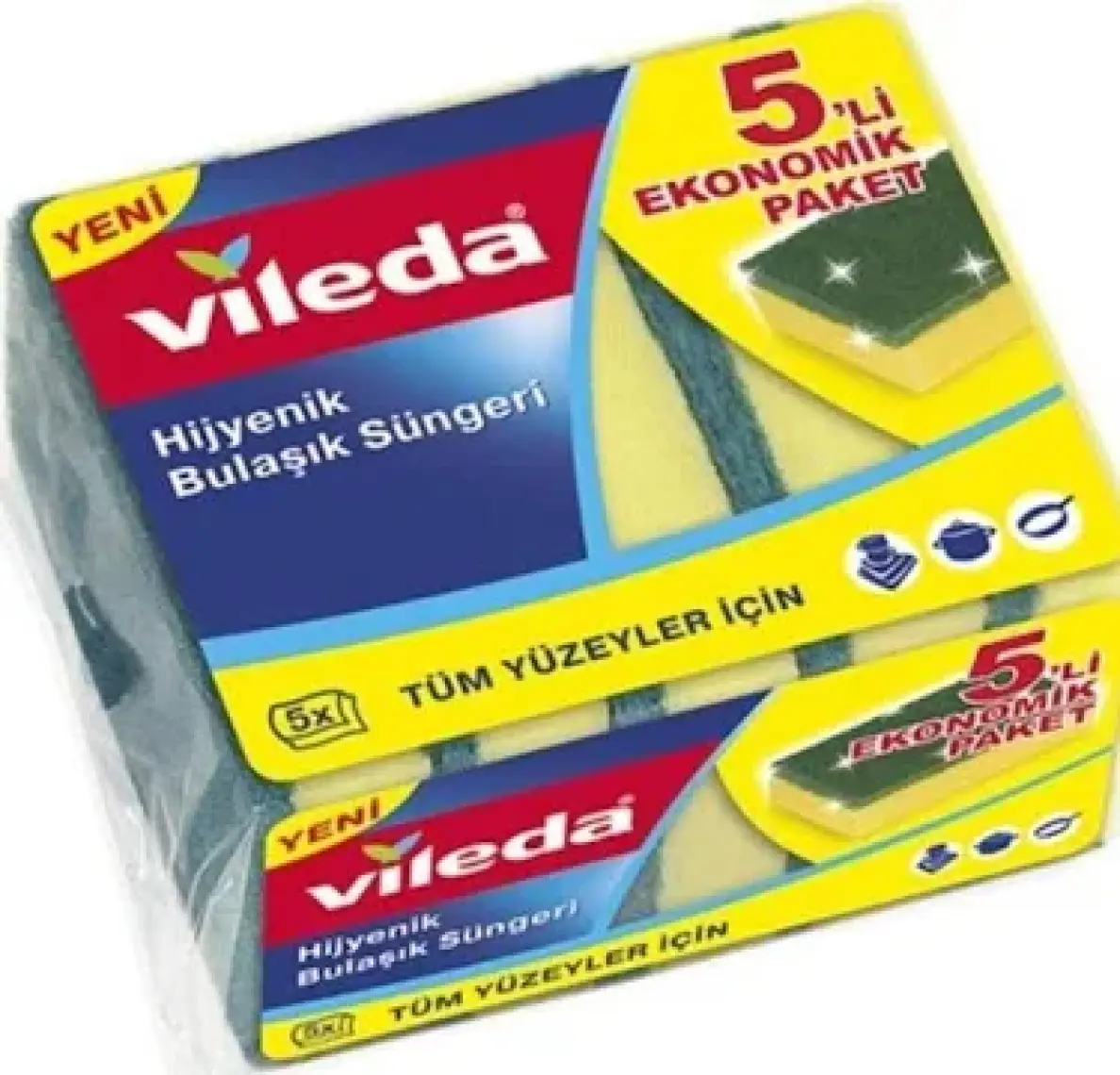 Vileda Yeşil Sünger 5'li Düz