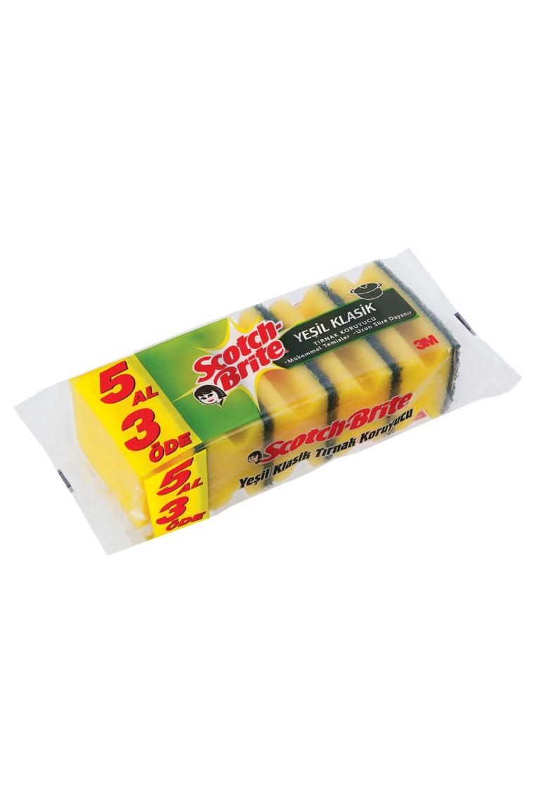 Scotch-Brite Yeşil Klasik 5'liTırnak Koruyuculu Bulaşık Süngeri