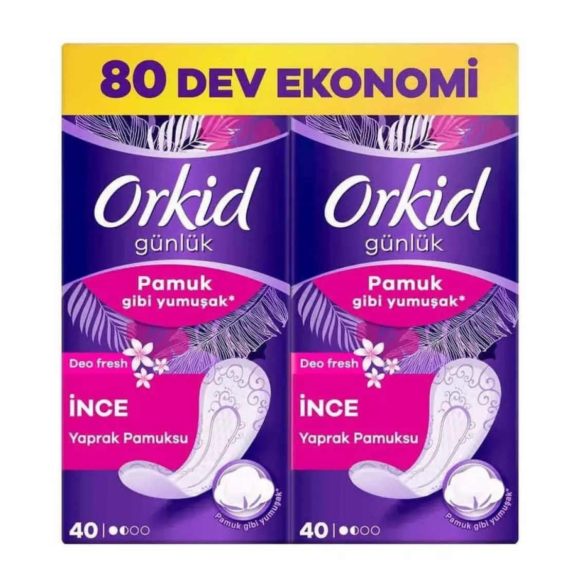 Orkid Yaprak Pamuksu Günlük Ped Deo Fresh Dev Ekonomi Paketi 80 Ped