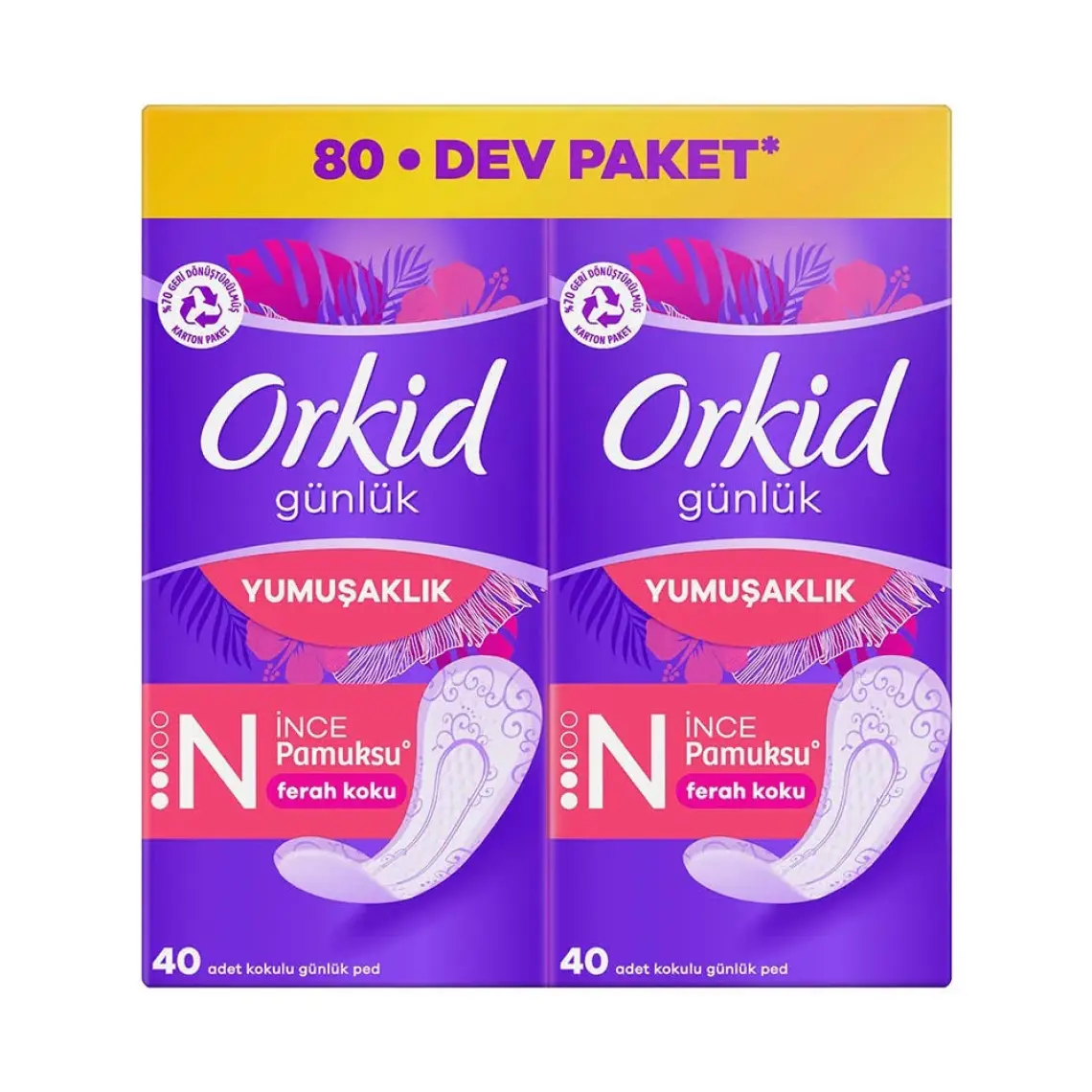 Orkid Yaprak Pamuksu Günlük Ped Deo Fresh Dev Ekonomi Paketi 80 Ped