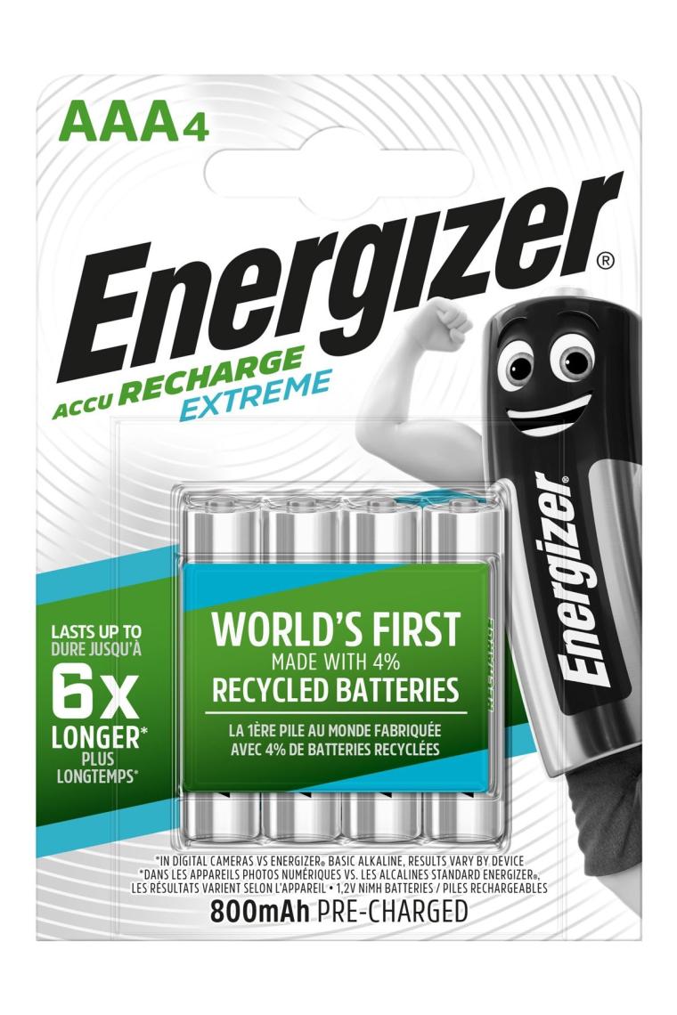 Energizer Extreme 800 mAh AAA Şarj Edilebilir 4'lü İnce Kalem Pil