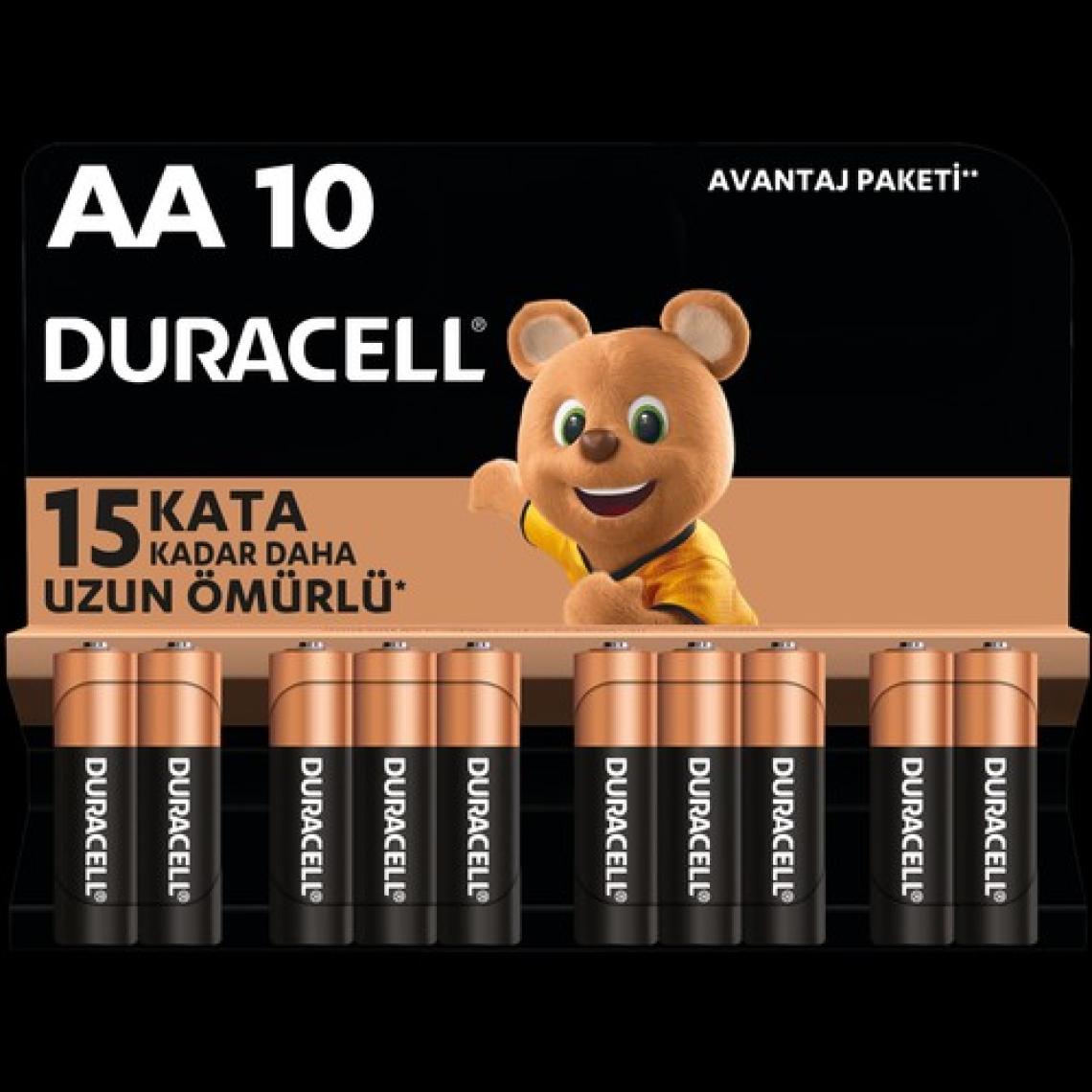 Duracell Alkalin AA Kalem Pil, 1,5 V LR6/MN1500, 10’lu paket