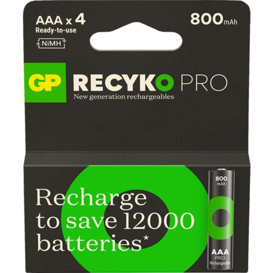 GP Recyko Pro 800 mAh 1.2V AAA Boy NiMH İnce Şarjlı Pil 4'lü Kart